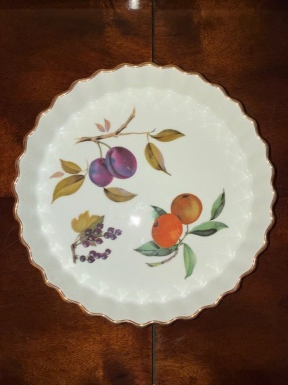 Royal Worcester Evesham Gold-Rimmed Fluted Oven-to-Table Ware Quiche/Tart Dish
